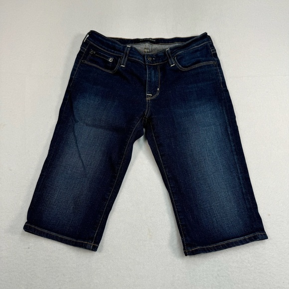 Big Star Bermuda Jean Shorts Womens Size 26 Dark Blue Low Rise - Picture 1 of 11